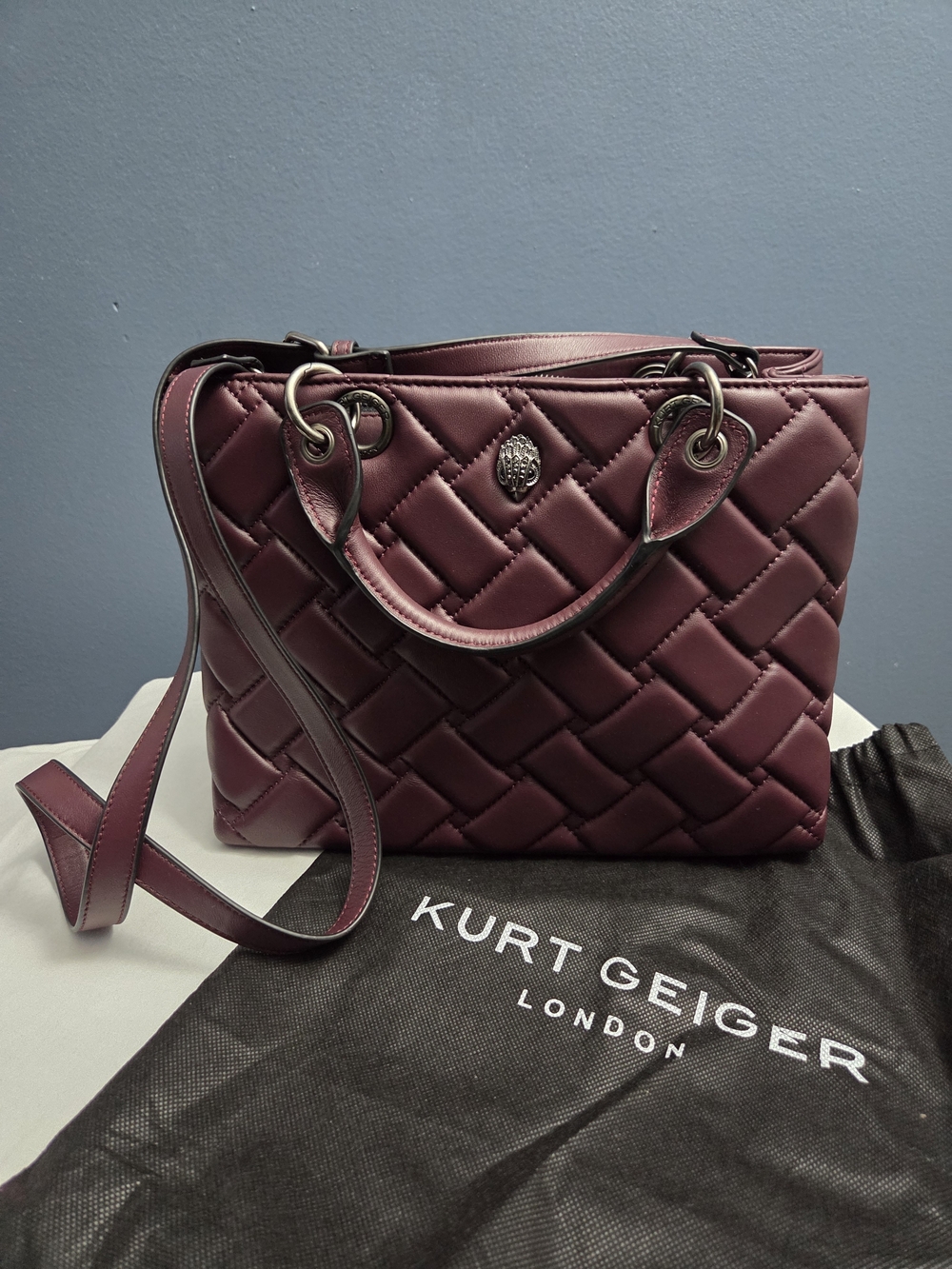 Kurt Geiger Burgundy Quilted Leather Tote